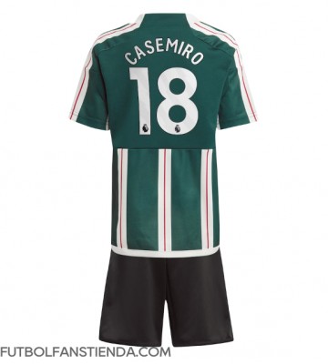 Manchester United Casemiro #18 Segunda Equipación Niños 2023-24 Manga Corta (+ Pantalones cortos)